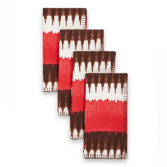 NWT Figue Red, Brown, and White Ikat Napkins - Picture 3 of 9